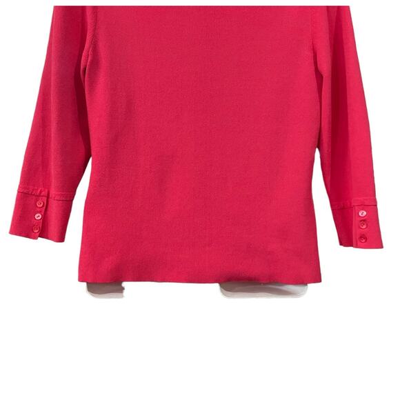 Talbots Petites Women's Punch Pink Button Front 3/4 Slv Sweater Cardigan Size M - Picture 3 of 10